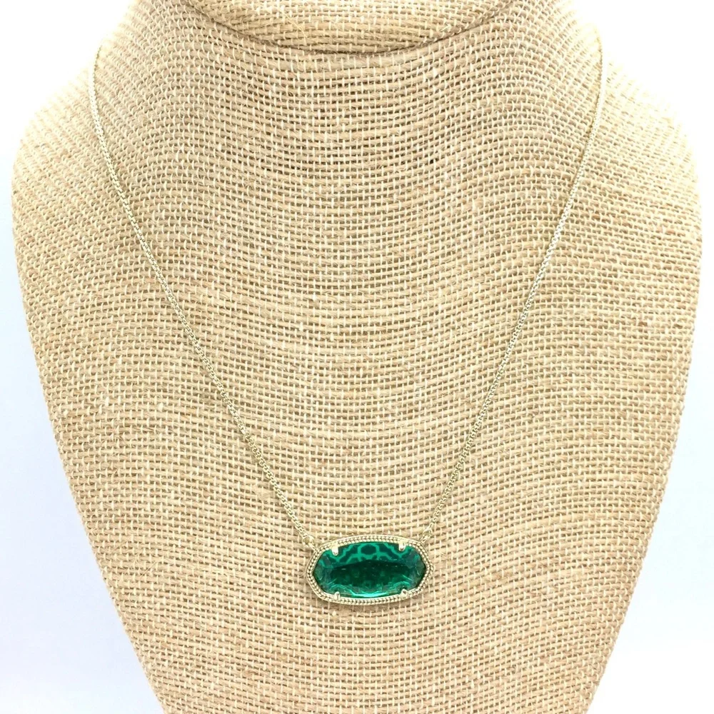 KENDRA SCOTT GREEN PENDANT ADJUSTABLE LIGHT GOLD WASH